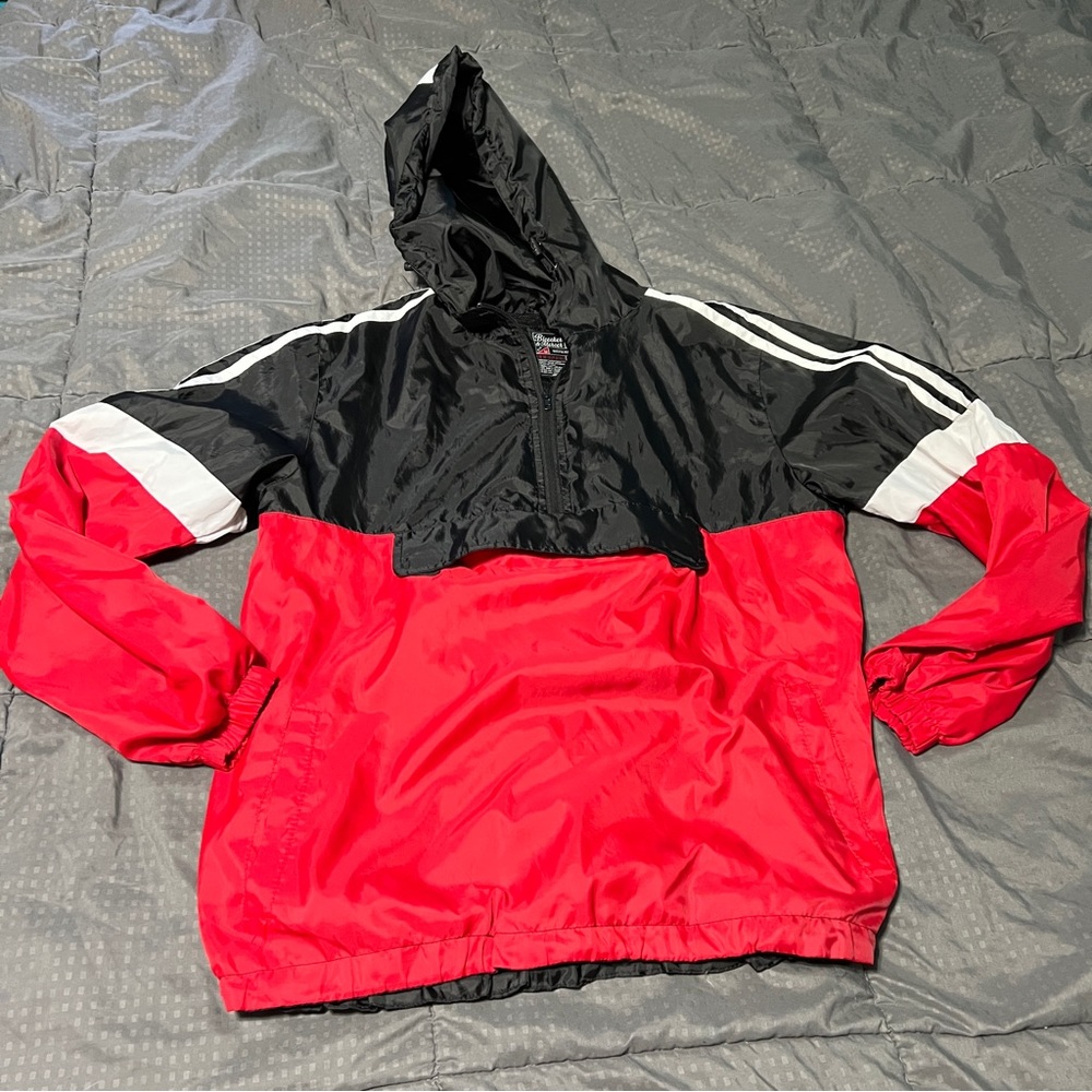 Bleecker and Mercer Red Black White Pull Over Windbreaker Jacket Men's Medium